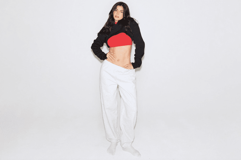 kylie jenner khy collection red grey loungewear crop top joggers track pants