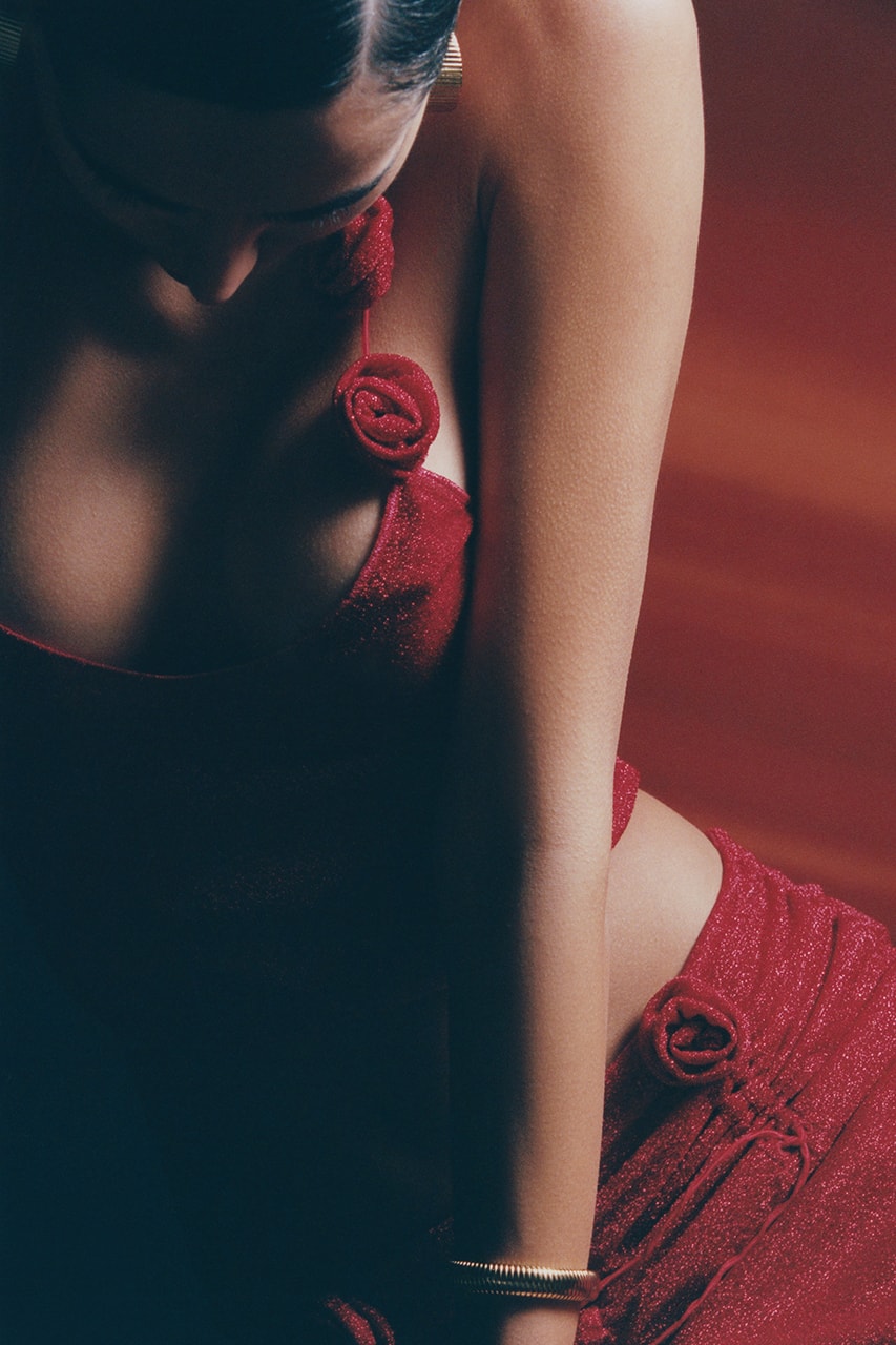 oseree swimwear bikinis swimsuits red glitter lurex roses 