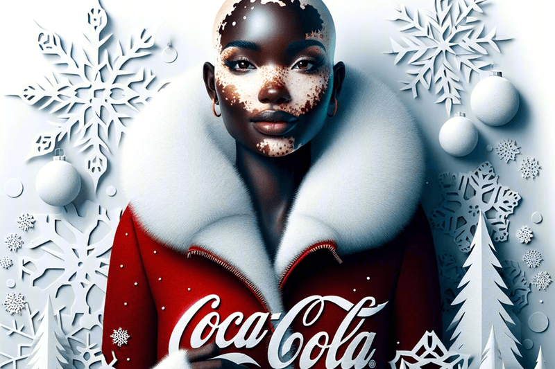 Winnie Harlow, Coca-Cola, AI Generated, Create Real Magic, Christmas 