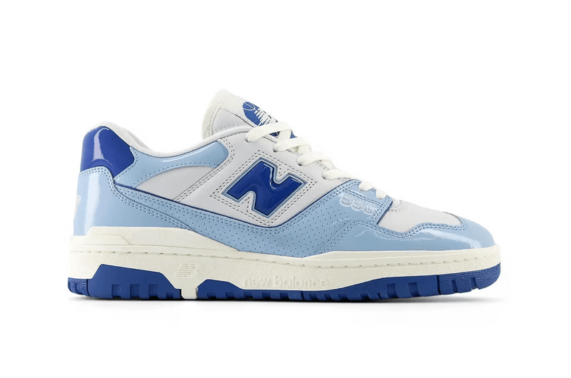 new balance 550 sneaker blue white patent leather