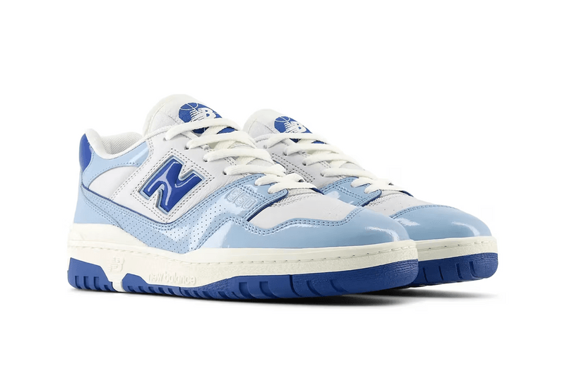 new balance 550 sneaker blue white patent leather