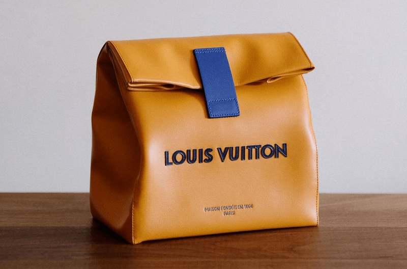 pharrell williams louis vuitton leather sandwich lunch bag beige logo