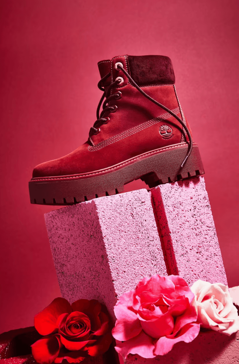 timberland 6 inch boots valentine's day pink burgundy red