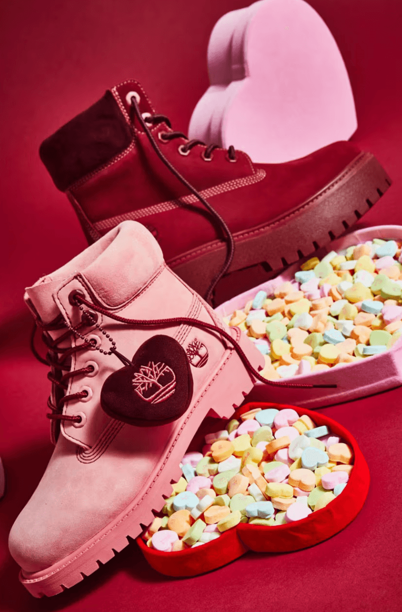 timberland 6 inch boots valentine's day pink burgundy red