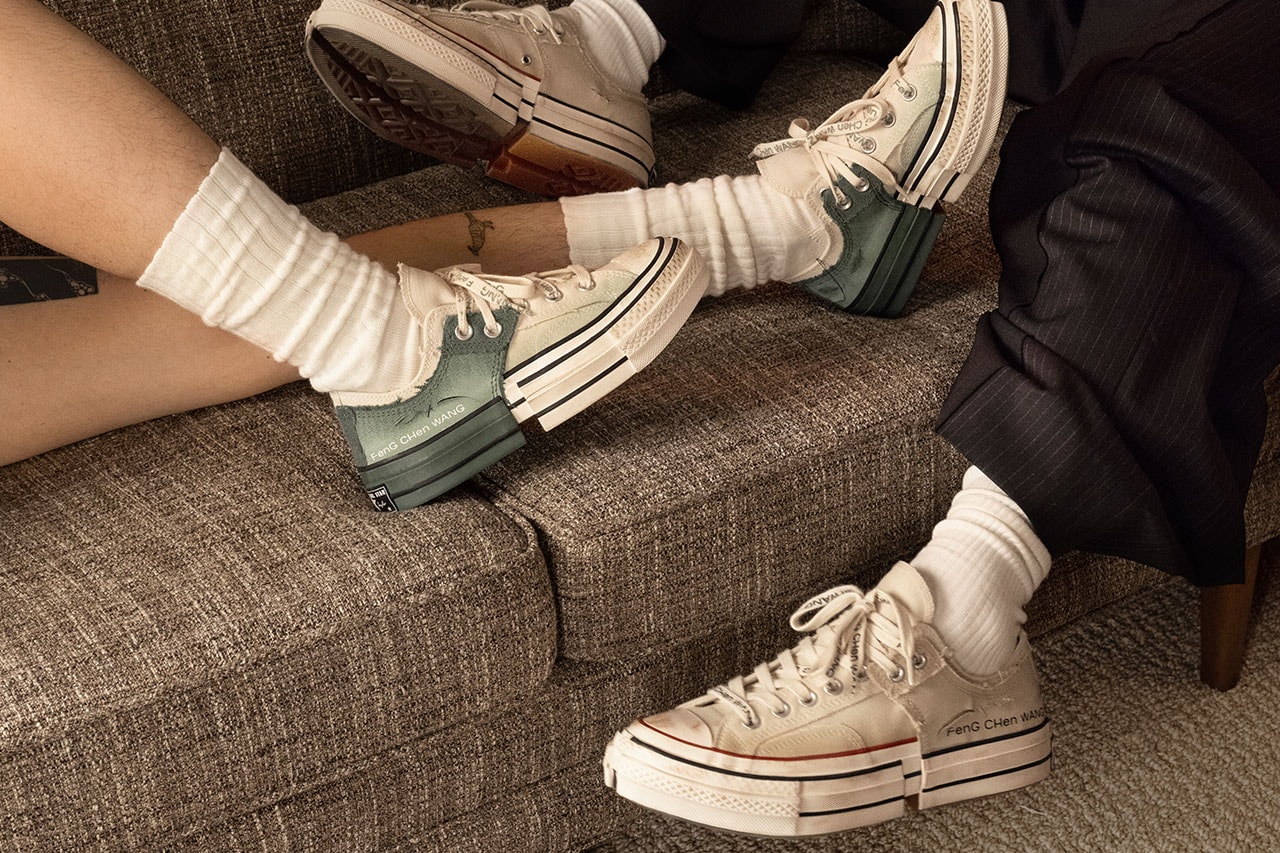 feng chen wang converse chuck 70 sneaker green off white distressed shoe