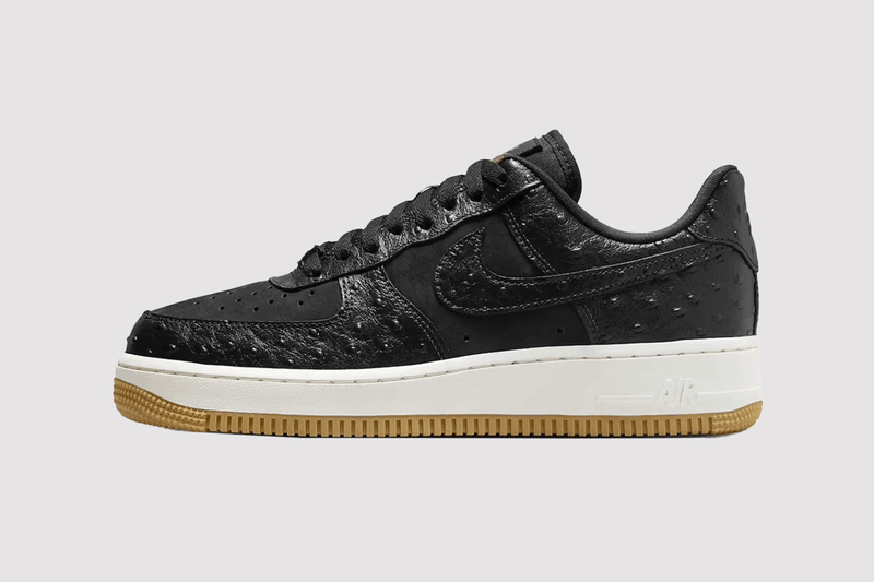 Nike, Air Force 1, Air Force 1 Low Dunk, Black Ostrich, Croc Leather Low Dunk