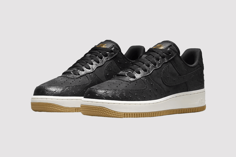 Nike, Air Force 1, Air Force 1 Low Dunk, Black Ostrich, Croc Leather Low Dunk
