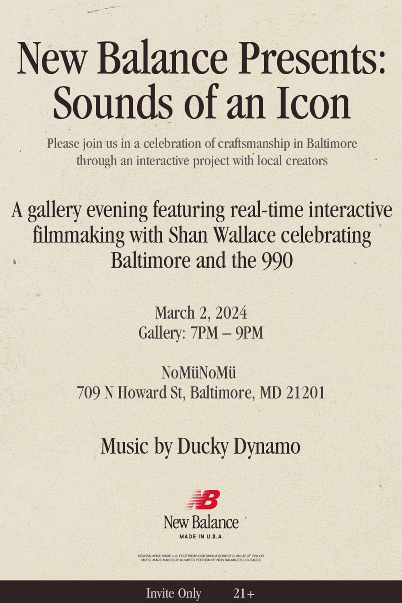 New Balance Sounds of an Icon Event in Baltimore Gallery and Workshop Experience