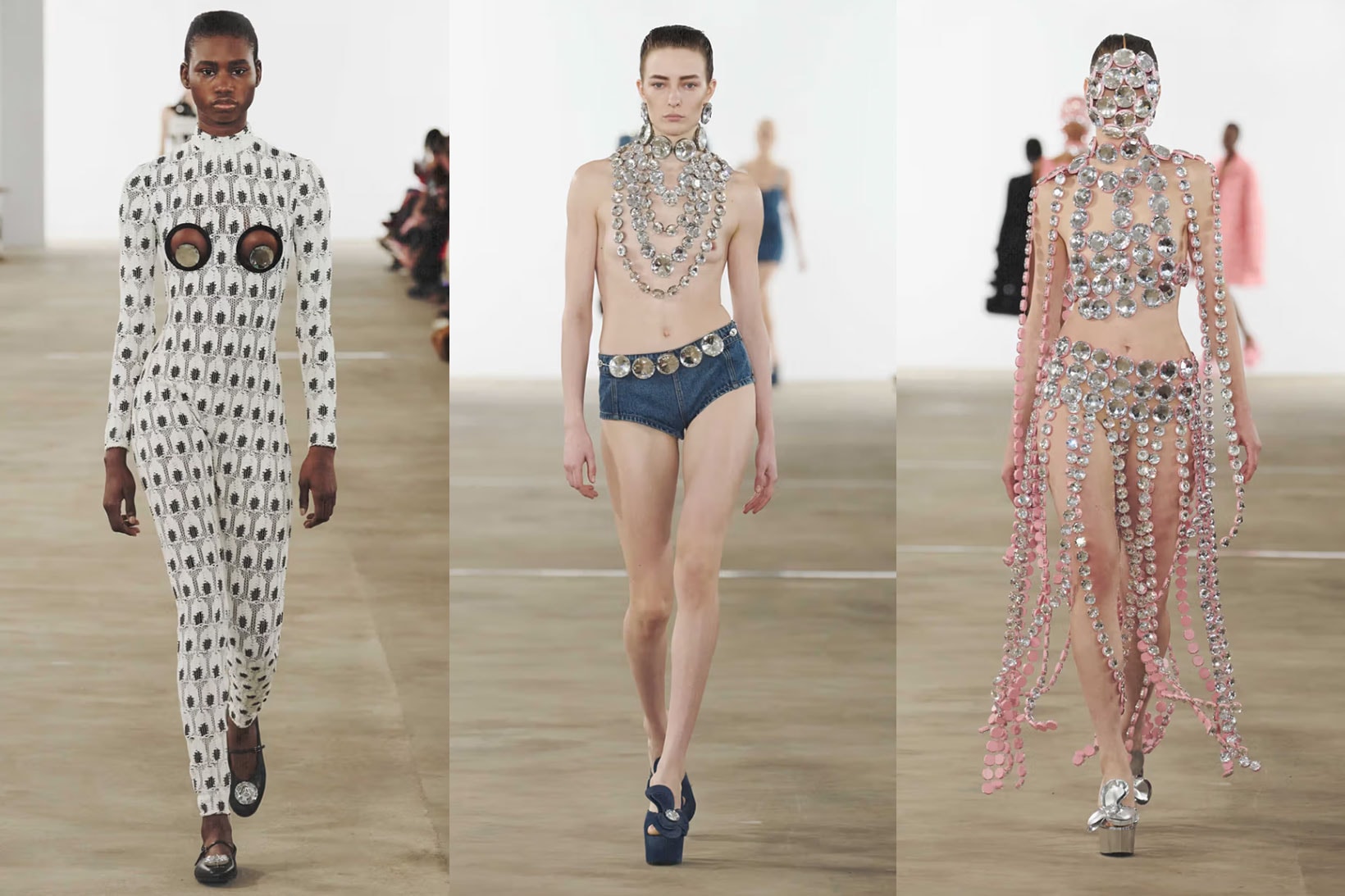area new york fashion week runway eyes cut outs holes bodies women