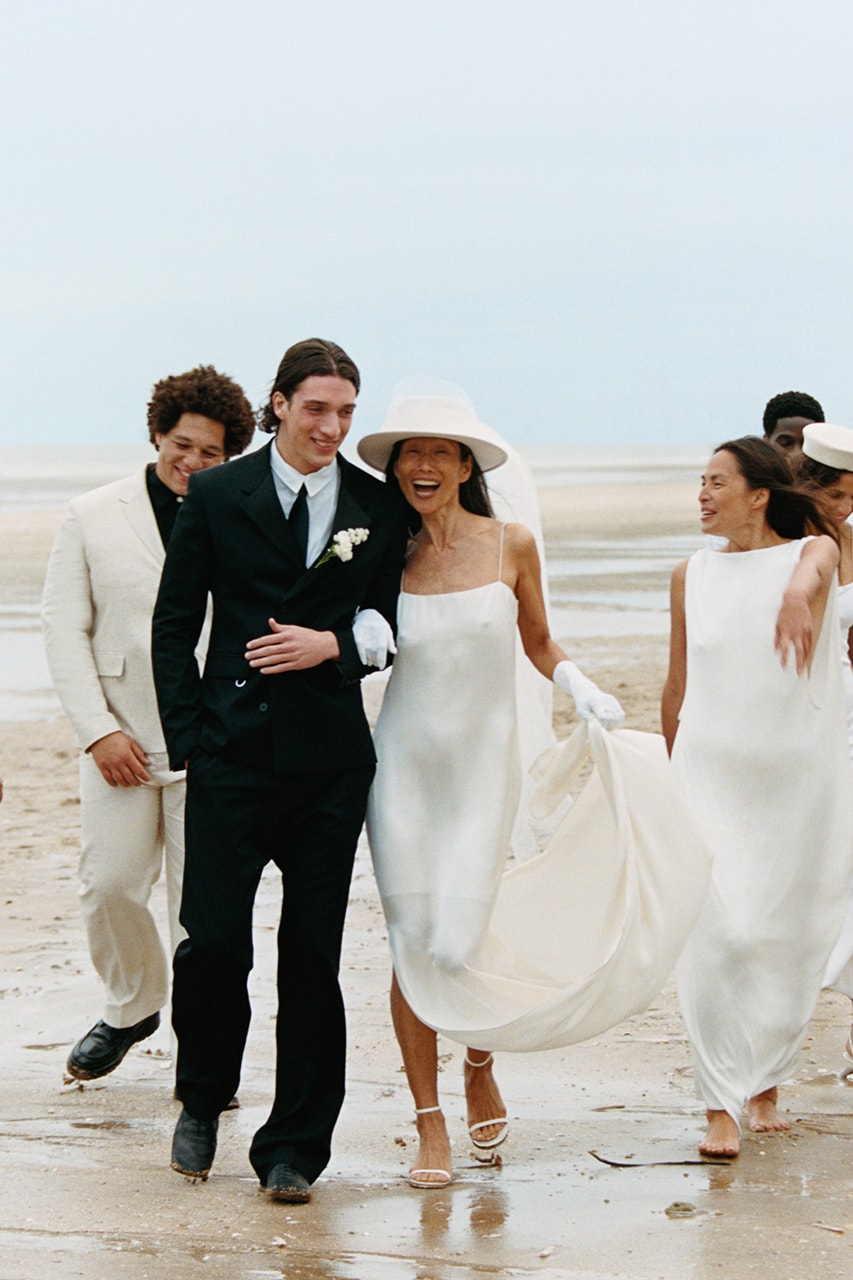 jacquemus beach wedding couple girls red dresses women bridal white