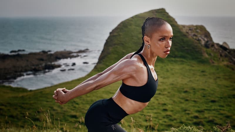 fka twigs musician singer girl on running trainers fitness