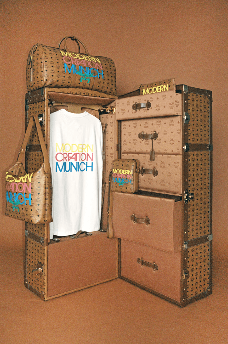 mcm honey dijon dj music woman luggage bags brown paint letters