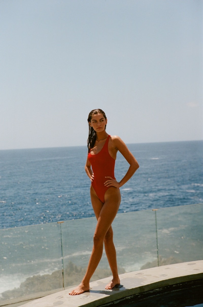 adanola swimwear red bikini girls models beach water sea