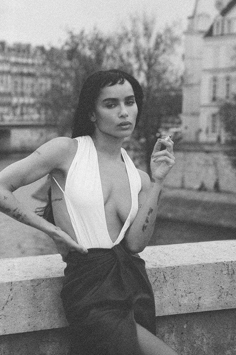 saint laurent zoe kravitz actor model woman black white nude body