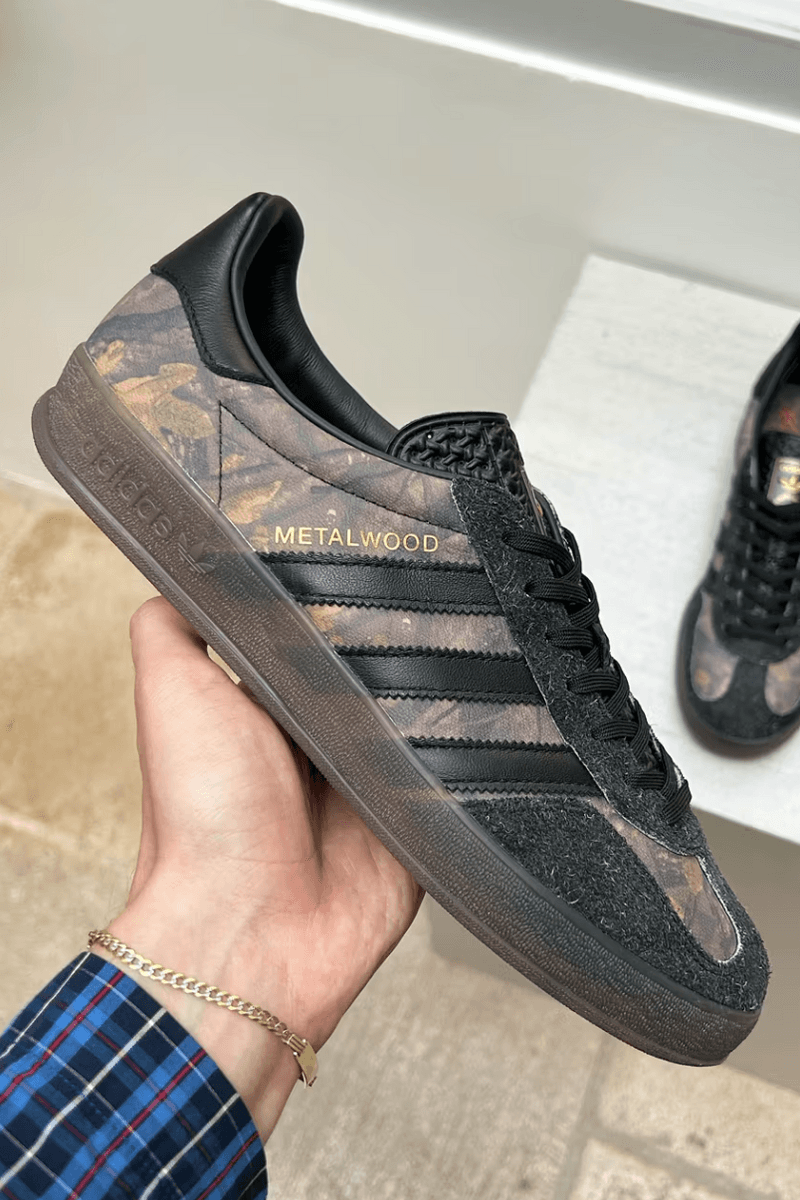 metalwood studio golf adidas gazelle sneakers brown black 