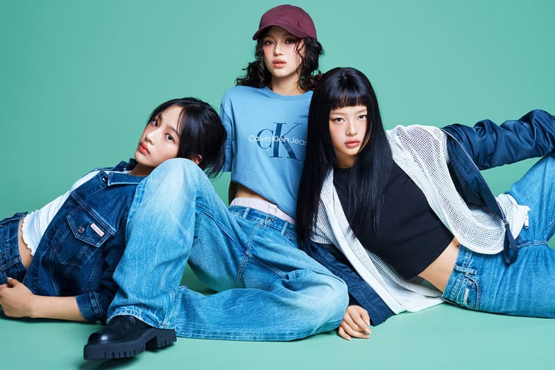 newjeans kpop group girls calvin klein denim jeans tshirts 