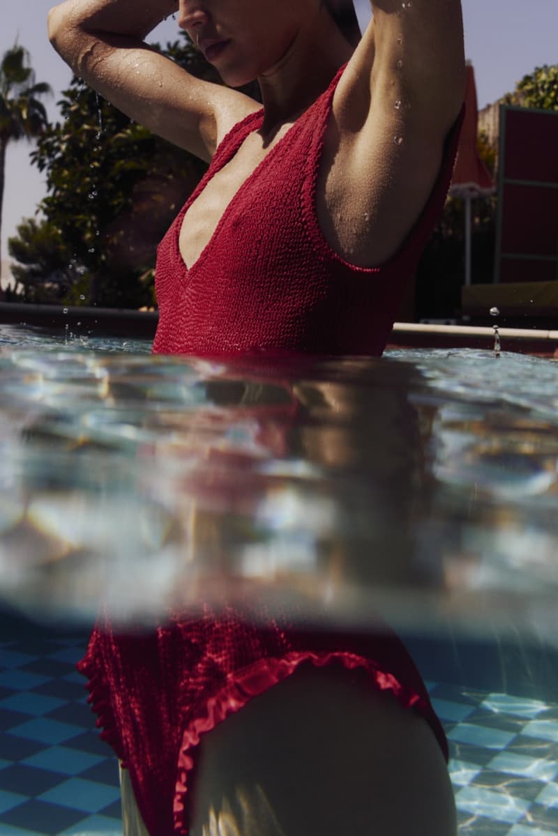 hunza g swimwear bikinis beach pool swimsuit black crinkle woman 