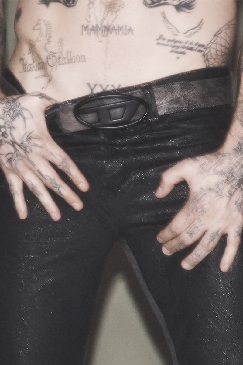 diesel damiano david musician singer hoodie fire flames metal necklace man