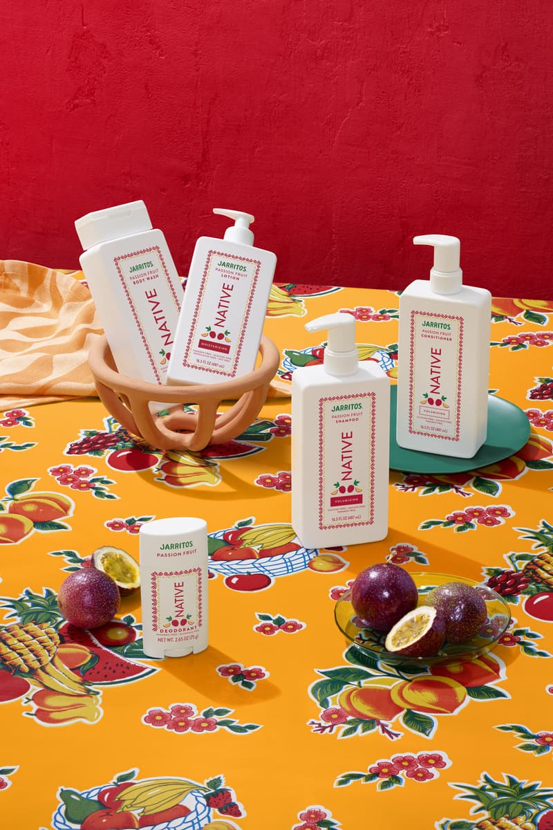 jarritos and native deodorant spread on a table with oranges and a cocktail, body care, beverages