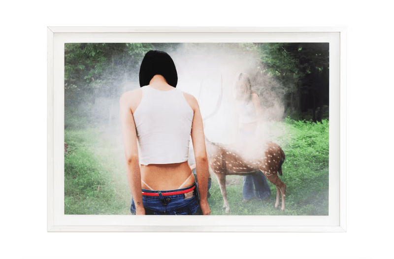 heaven marc jacobs art exhibition los angeles girl thong painting deer animal nature