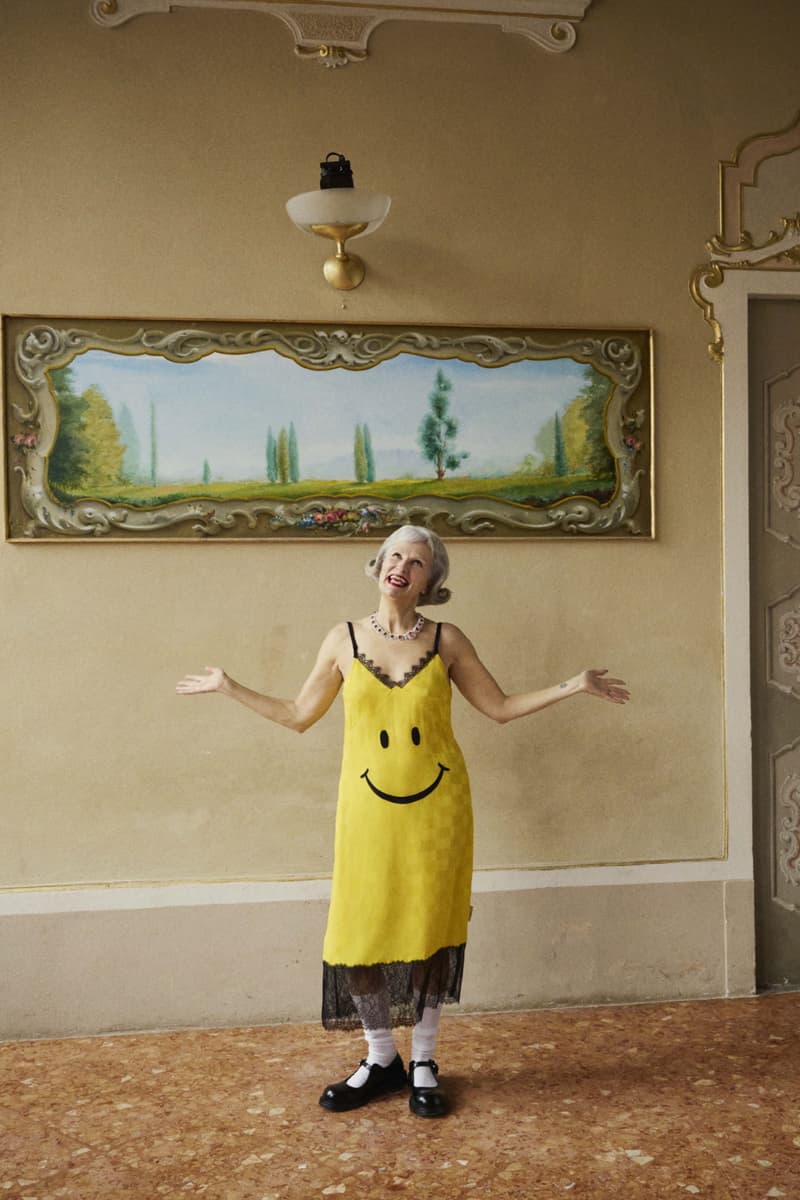 moschino campaign older woman dress body