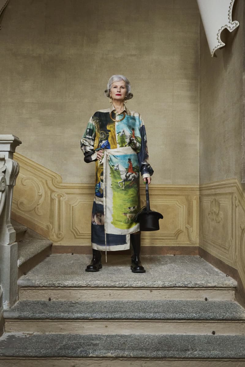 moschino campaign older woman dress body