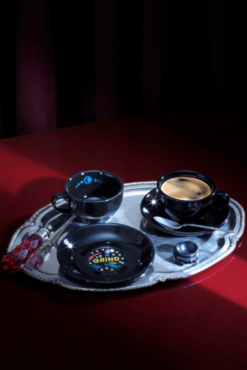 grind coffee sophy hollington artist black cups silver tray tarot astrology illustration design