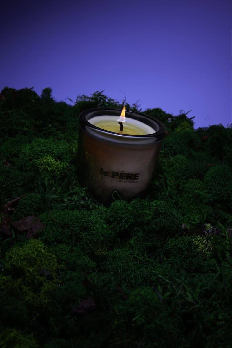 candle surrounded by moss, menswear, le PÈRE, fragrance, perfume, fashion