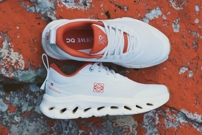 loewe on running sneaker shoe orange rust white trainer logo