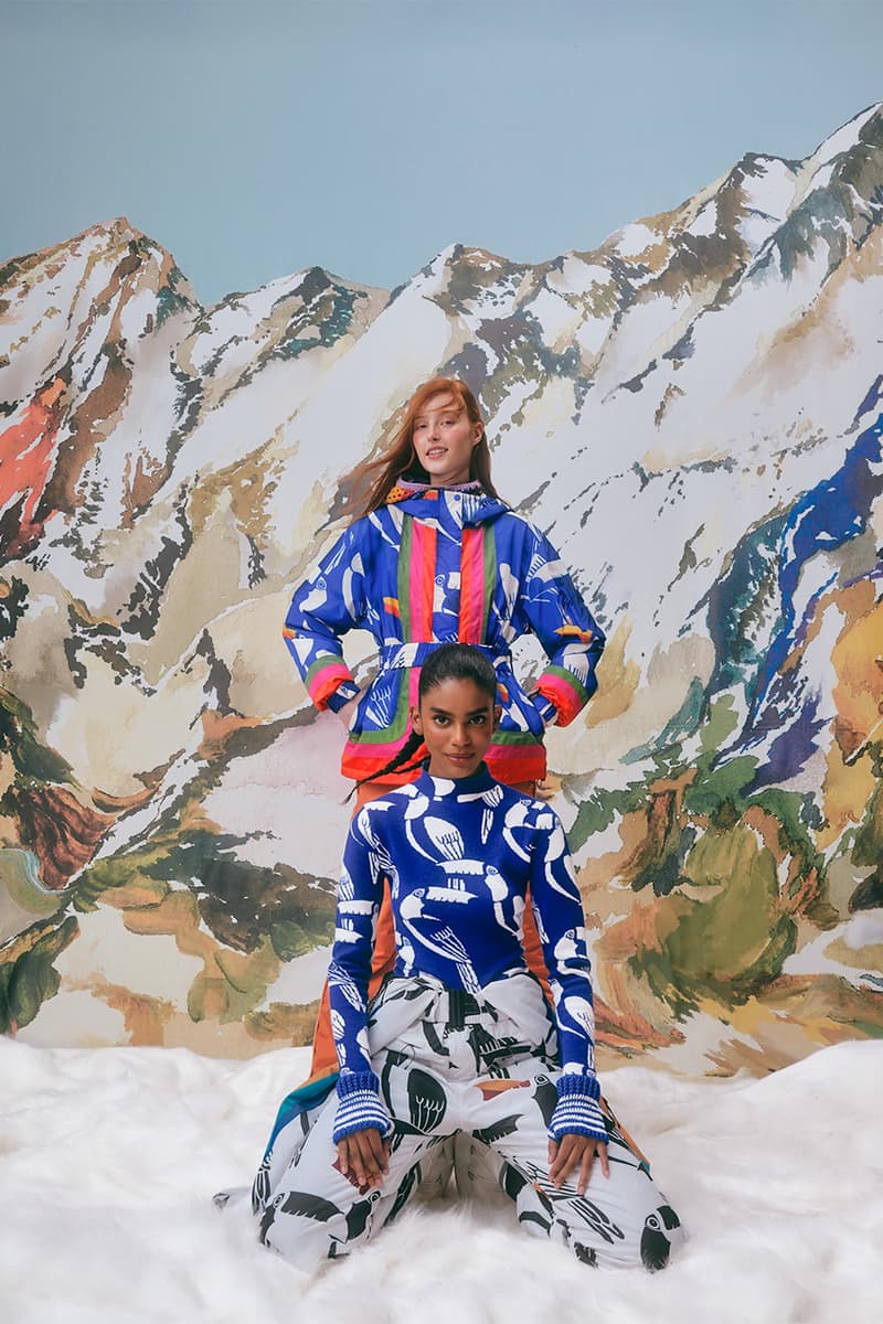 FARM Rio, Ski Collection, Prints, Puffer Jackets, Pants, Jumpsuits, Red, Blue, Pink, Yellow, Green