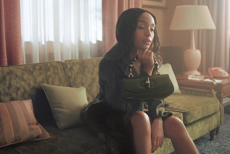 gucci yara shahidi campaign red leather bamboo bag 