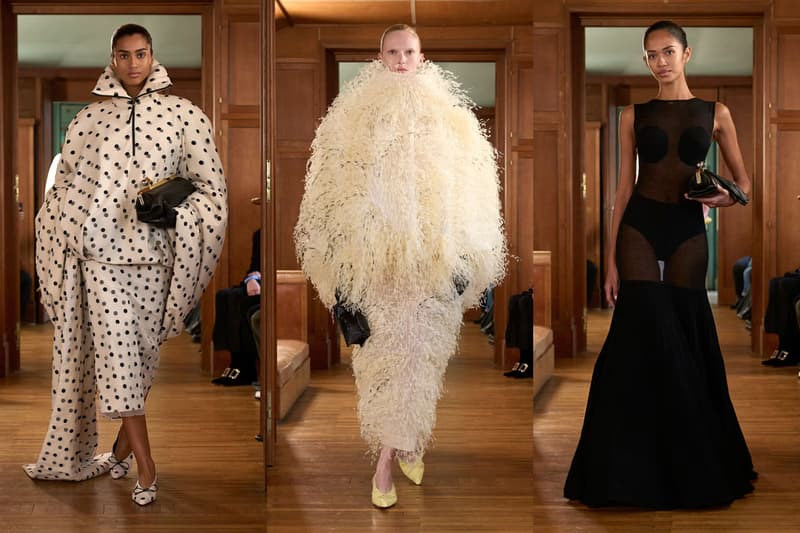 alex consani jacquemus paris fashion week runway show gowns dresses black white sheer