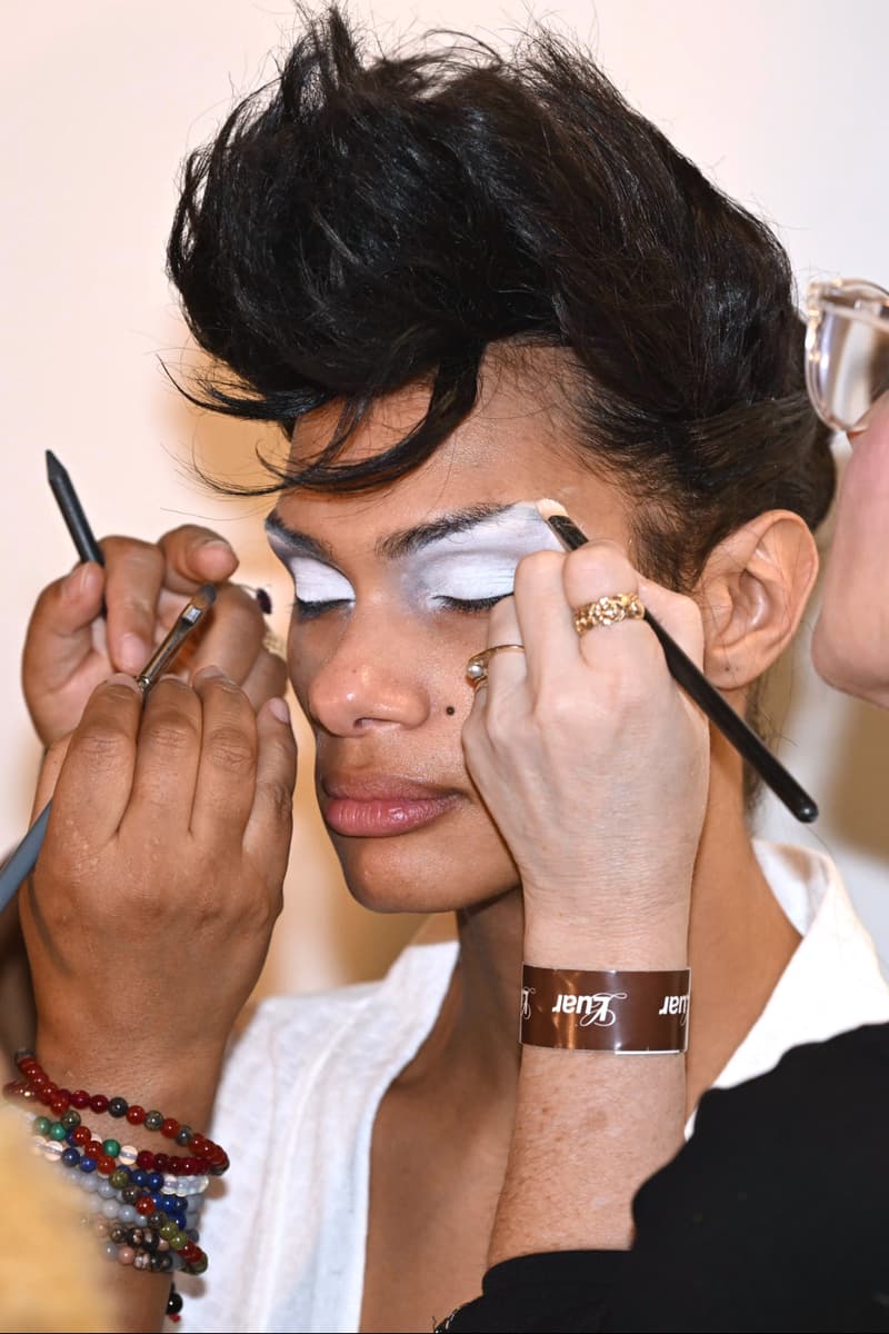 models backstage at luar doing their makeup, hair, nails, mac cosmetics, tresemme, naomi yasuda