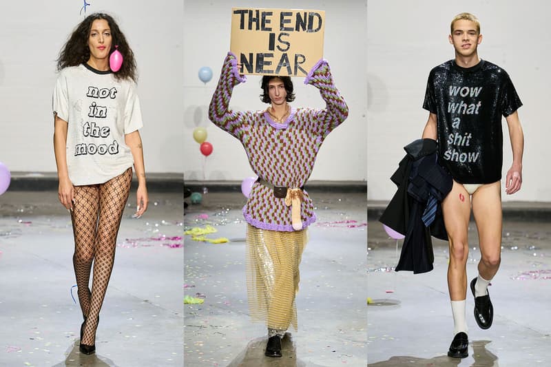 ashish london fashion week sequins slogans drag queens sheer dresses women body