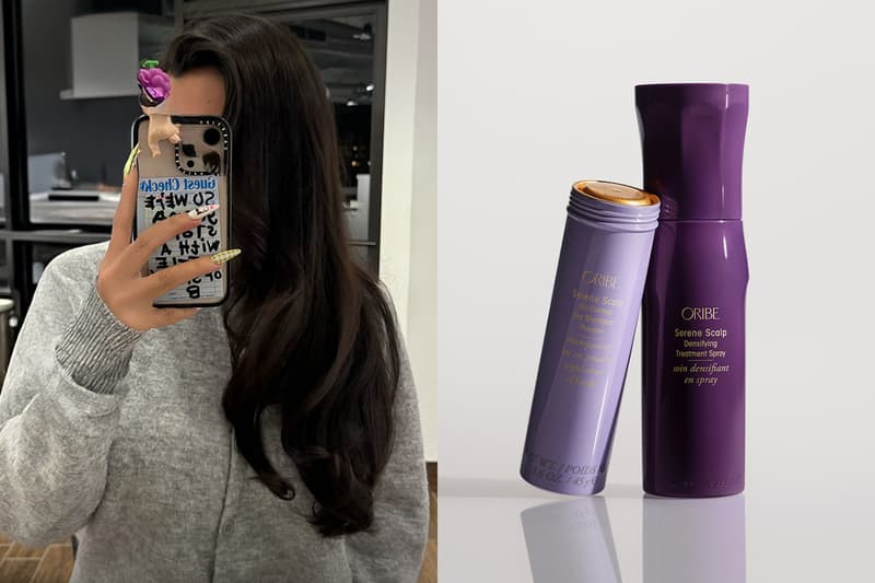 woman showing off her hair after using oribe densifying collection, shampoo, conditioner, treatment, haircare, beauty, hair thinning, hair growth