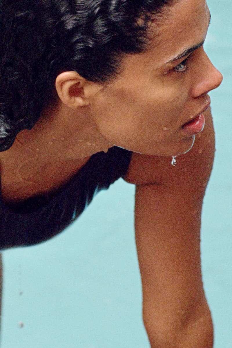 tina kunakey swimming in a pool in purple bathing suit, emma lewisham sunscreen, sunceutical collection mineral SPF 50 face body crèmes, skincare, beauty