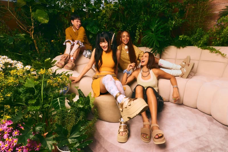 ugg golden collection goldenstar goldenrise sandals clog spring summer 2025 suede beige brown open toed platform strap eva sustainability sugarcane