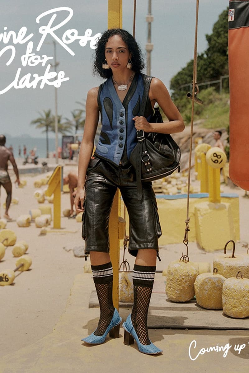 martine rose clarks campaign woman micro shorts pants heels loafers torhill shoe