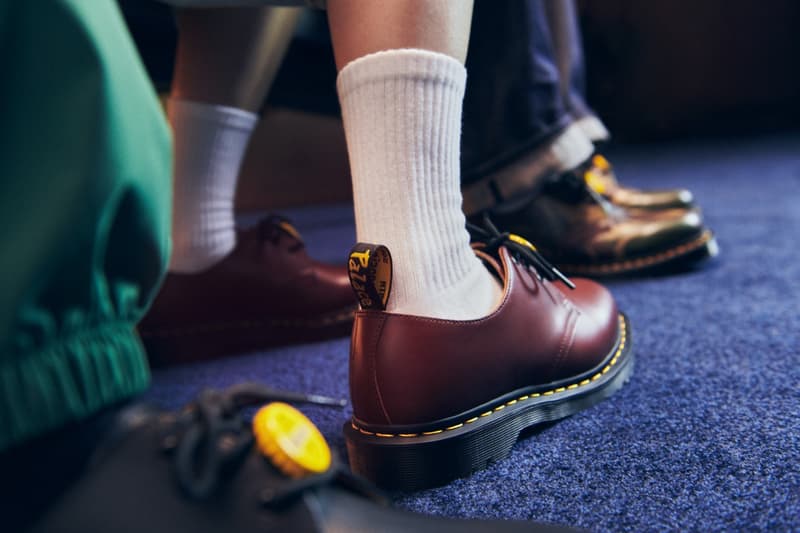 palace dr martens boots camouflage yellow button red shoes woman dog