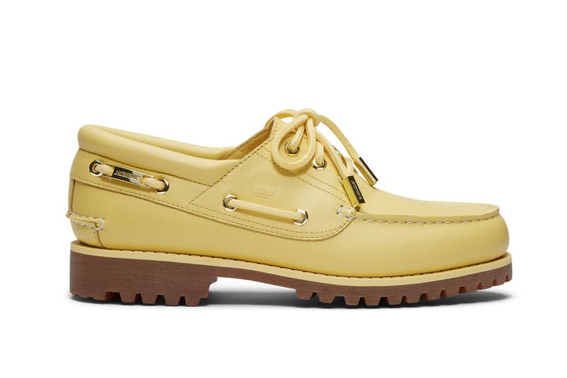 jacquemus timberland boat shoes beige butter yellow