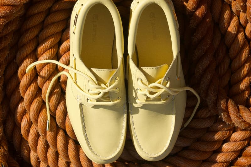 jacquemus timberland boat shoes beige butter yellow