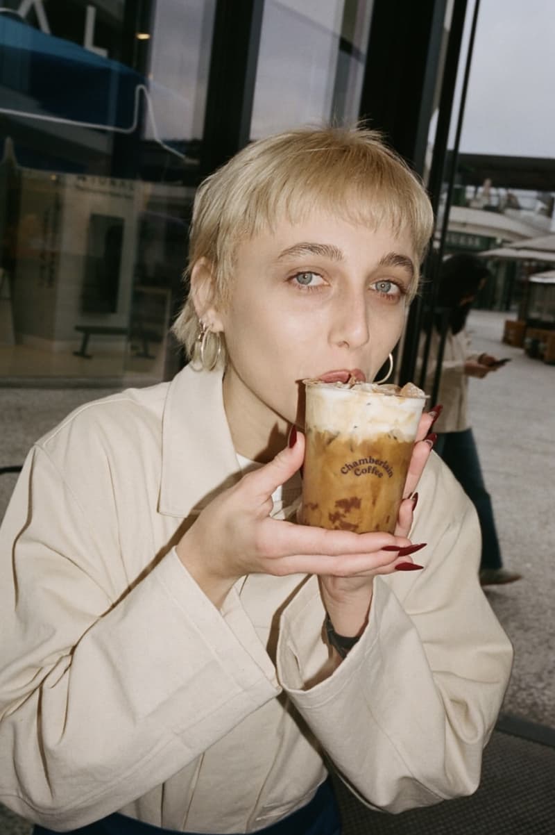 emma chamberlain drinking coffee, dove plant-based body care collection, beauty