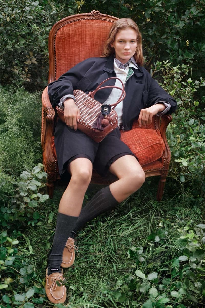 miu miu diana silvers bags outside grass