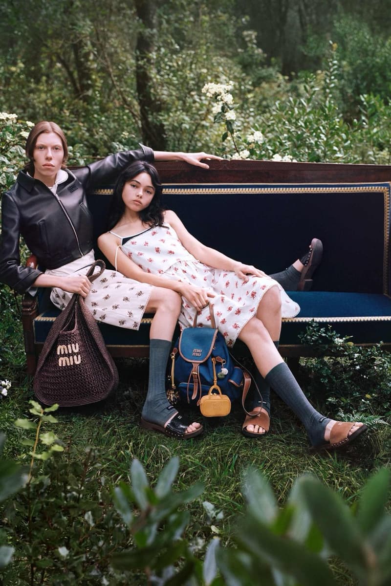 miu miu diana silvers bags outside grass