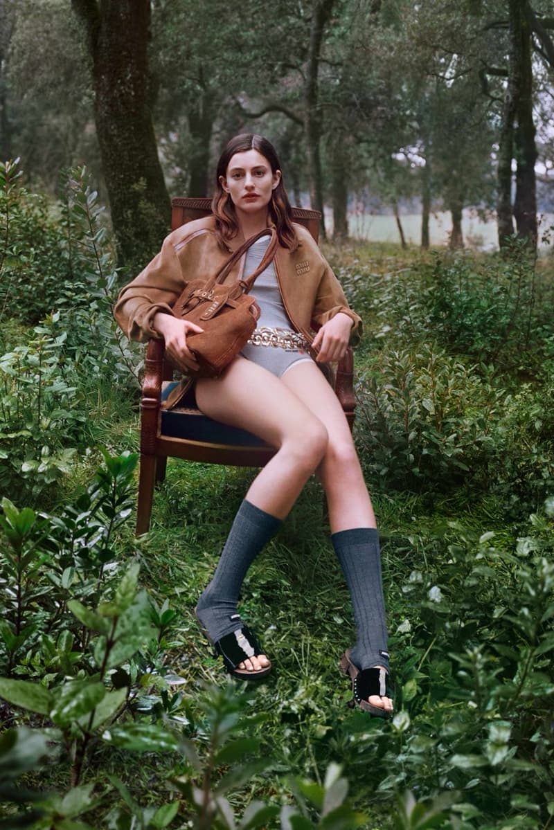 miu miu diana silvers bags outside grass