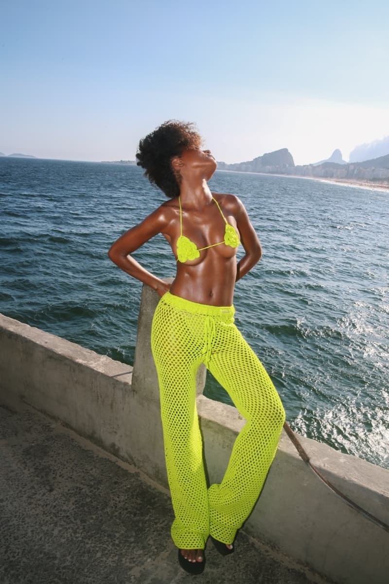 farrueche brazil swimwear tiny bikini top woman body sea crochet lime green