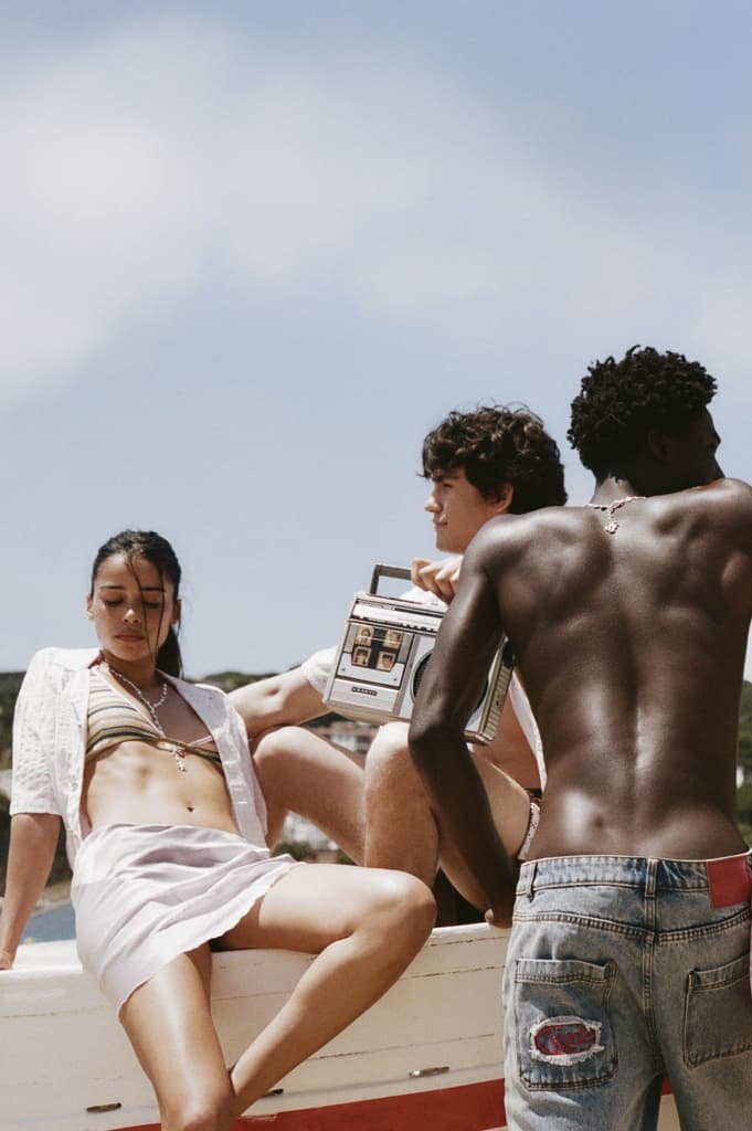 nude project, campaign, swimwear, girl, red bikini, boy, water, spain