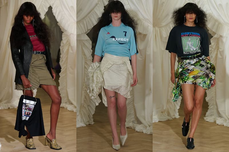 martine rose, london fashion week, runway, oversized hair, shrunken football jerseys, skinny jeans, nike mules