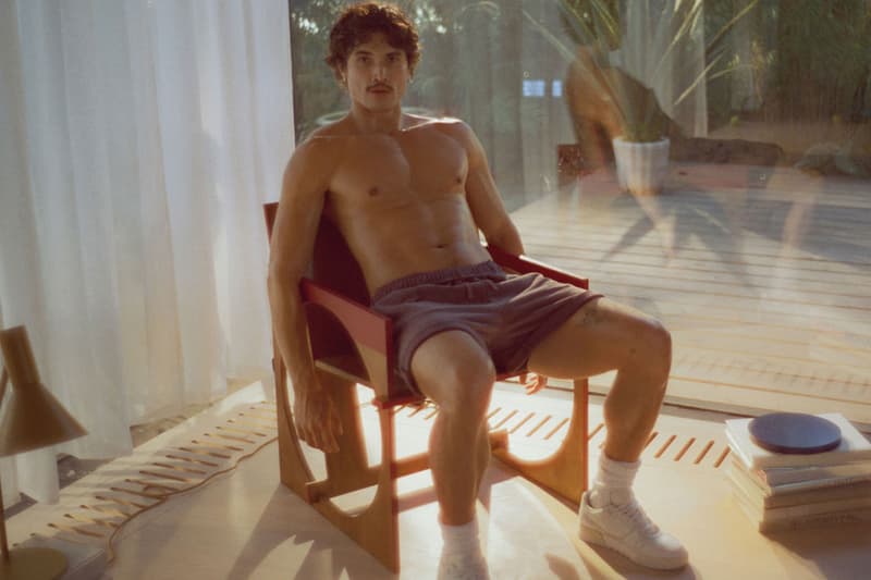 coach, soho sneaker, charles melton, actor, topless, man's body, chair