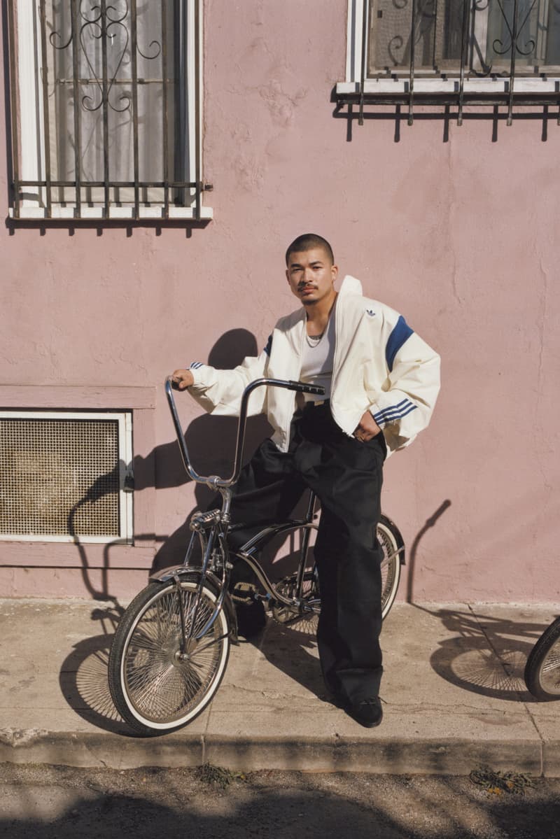 willy chavarria, adidas originals, sweatshirts, tracksuits, logo tshirts, models, pastel walls